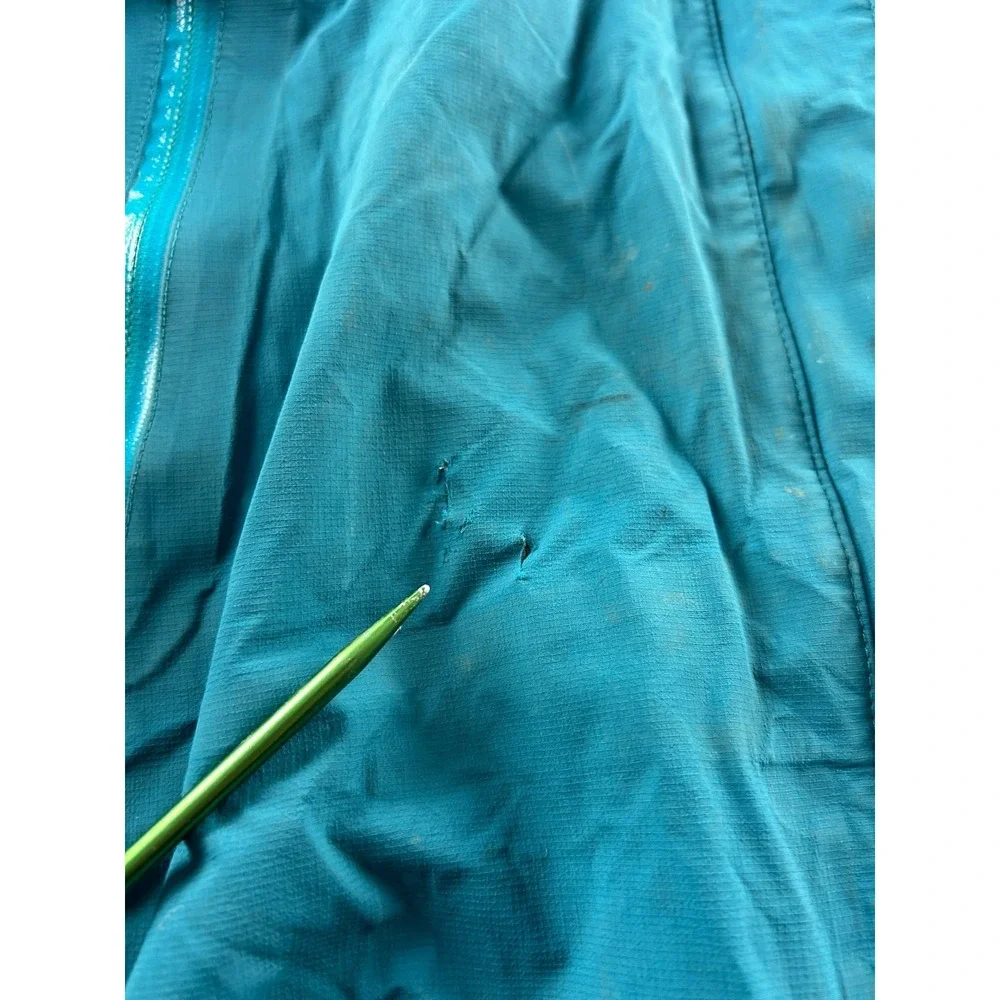RAB Downpour Eco Womens Blue Waterproof Windbreaker Jacket Hooded Size Large